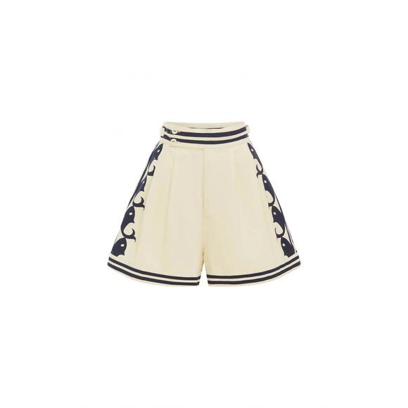 NEW ALEMAIS marine high waisted cotton shorts in cream - Picture 5 of 5
